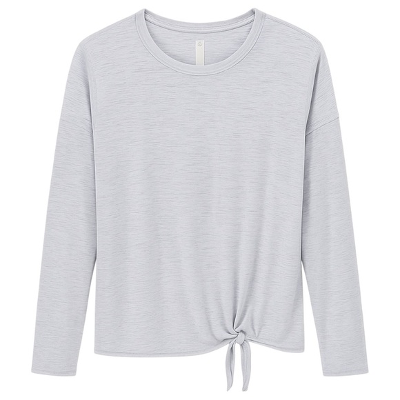 Lululemon Heathered Gray Long Sleeve Top Drawstring Size 8 - Picture 1 of 3